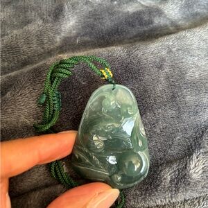 Blue Water Jade Koi Fish Pendant Necklace